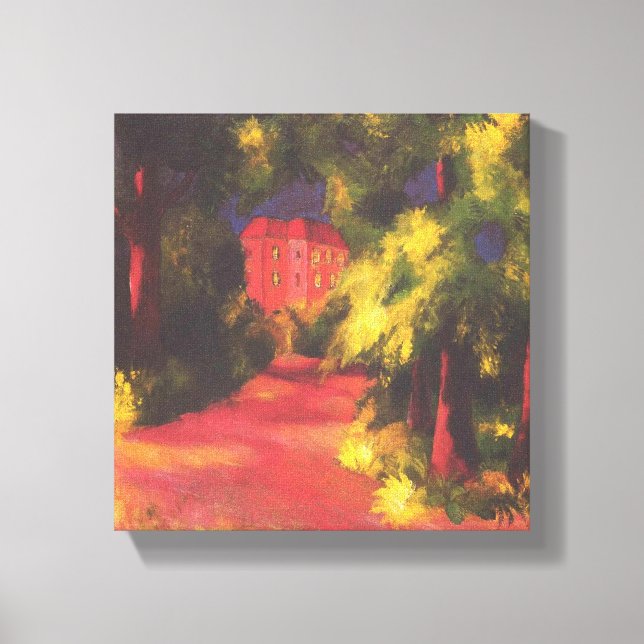 Impressão Em Tela Casa Vermelha no Parque por August Macke (Frente)