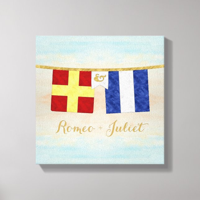 Impressão Em Tela Casais de Aquarela Sinalizadores de Sinal Marítimo (Frente)