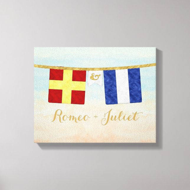 Impressão Em Tela Casais Monograma Sinalizadores de Sinal Marítimo A (Frente)