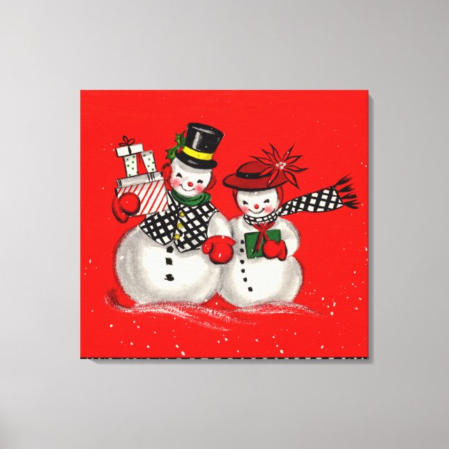 Impressão Em Tela Casal Cute Snowman (Frente)