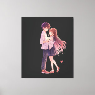 Impressão Em Tela Casal de Anime Romântico - Arte de Amantes Estétic