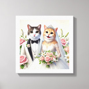 Impressão Em Tela Casal de Casamento de Gatos Siameses