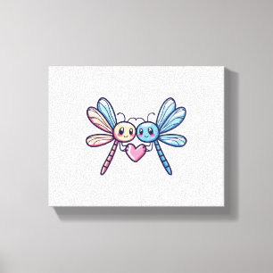 Impressão Em Tela Casal de Dragonfly no Dia de os namorados animal a