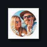 Impressão Em Tela Casal de Fotos com Coração de Amor Fofo com Nomes<br><div class="desc">Cute Love Heart Foto Casais Nome Personalizado Arte em Tela apresenta sua foto favorita com um coração de amor e personalizada com seus nomes em letra cursiva branca moderna. Personalize editando o texto na caixa de texto fornecida e adicionando sua própria imagem. Presentes perfeitos para casais, namorado, namorada, marido, esposa,...</div>