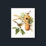 Impressão Em Tela Casal de pássaro em um ninho preso em uma ramifica<br><div class="desc">Este impressão de arte decorativa mostra um casal de pássaros configurando seu ninho. A ilustração transmite uma sensação de união e harmonia enquanto as cores verde-pastel,  bege e e castanho criam uma sensação agradável de calmação. Escolha este design para qualquer produto de decoração doméstico ruidoso.</div>