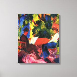 Impressão Em Tela Casal na Mesa do Jardim por August Macke