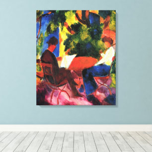 Impressão Em Tela Casal Na Mesa Do Jardim por August Macke