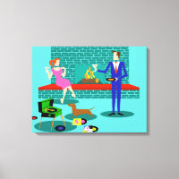 Casal retroativo com impressão de tela estendida p