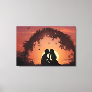 Impressão Em Tela Casal romântico no pôr do sol