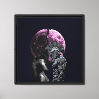 Impressão Em Tela Casal Spartan com a arte da fantasia da lua rosa