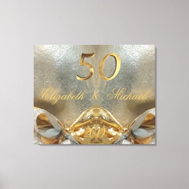 Impressão Em Tela Casamento de ouro 50º Aniversário Dourado (Frente)