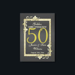Impressão Em Tela Casamento de Ouros Dourado Gem & Glitter 50th<br><div class="desc">Glamorosa e elegante tela de aniversário de casamento do Ouro 50º com joias de pedra dourada do na moda decorações de canto e estrutura de borda brilhante colorida correspondente impressa em um fundo preto. Uma design romântica para sua celebração. Todo texto, fonte e cor da fonte são totalmente personalizáveis para...</div>
