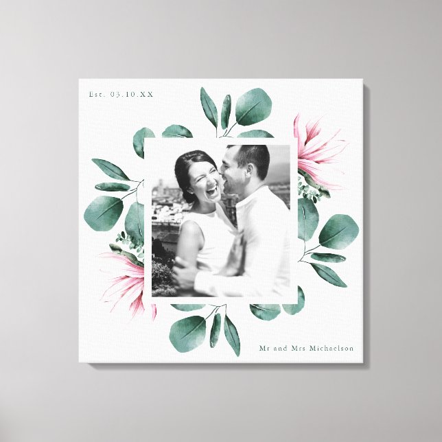 Impressão Em Tela Casamento Fotográfico de Moldura Verde Elegante (Frente)