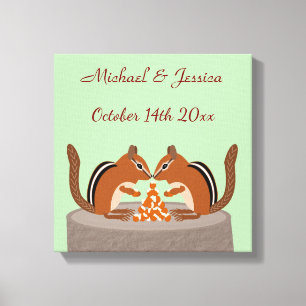 Impressão Em Tela Casamento outono Chipmunks Bonitos Personalizado