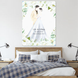 Impressão Em Tela Casamento Romântico em Aquarela