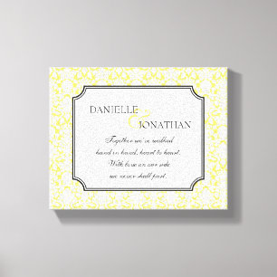 Impressão Em Tela Casamento tema damasco amarelo arte personalizada