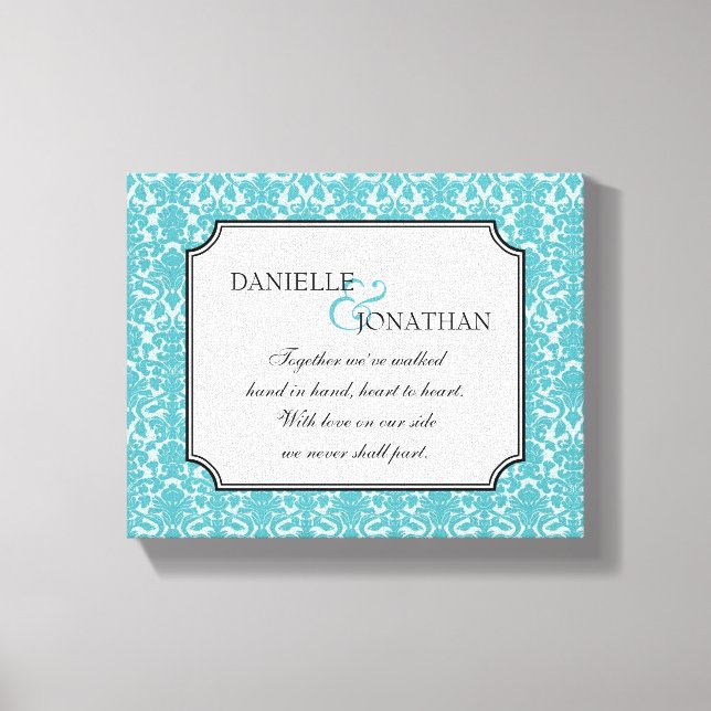 Impressão Em Tela Casamento tema damasco azul citação de arte person (Frente)
