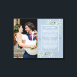 Impressão Em Tela Casamento Vows Dusty Blue Greenery Foto<br><div class="desc">Personalize com seus votos de casamento e foto especial para criar uma única manutenção do seu dia mais especial. Projetado por Thisnotme©</div>