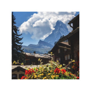 Impressão Em Tela Casas da vila de Matterhorn e de Zermatt, suiça