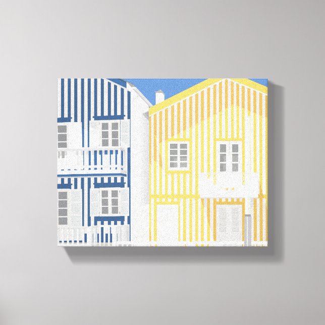 Impressão Em Tela Casas de Costa Nova Beach #2 (Frente)