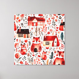 Impressão Em Tela Casas vermelhas e casas Folha de Papel