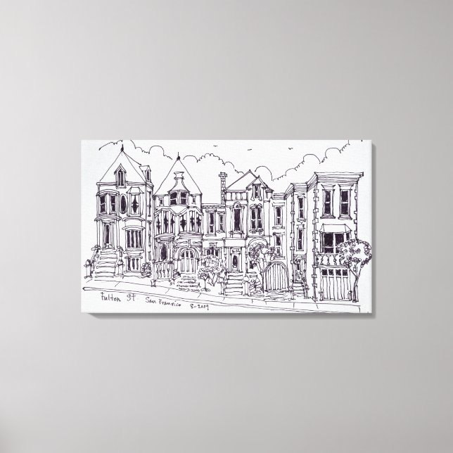 Impressão Em Tela Casas Vitorianas | São Francisco, Califórnia (Frente)