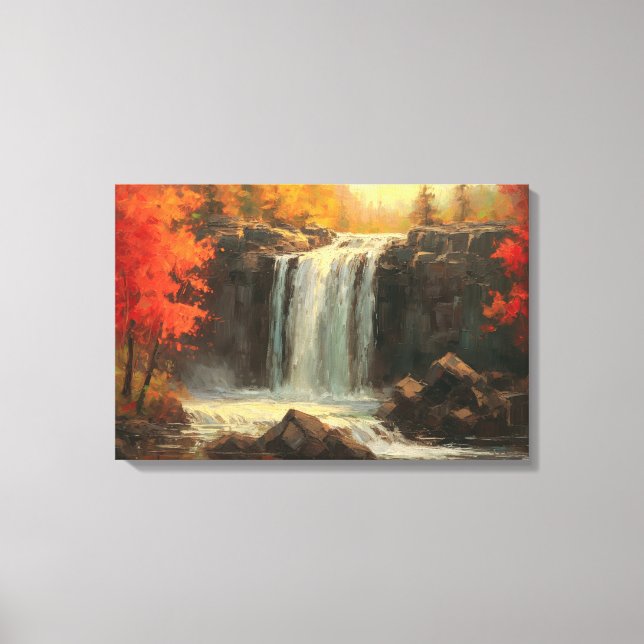 Impressão Em Tela Cascata em queda de arte sunset (Frente)