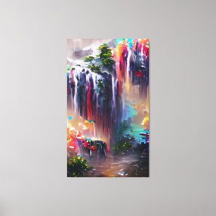 Impressão Em Tela Cascata - Pintura Colorida por Abstrato