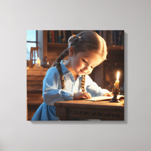 Impressão Em Tela Casos à luz da luz: Vintage Chilhood Reading Can