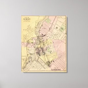 Impressão Em Tela Castanho-aloirado, mapa de Lewiston