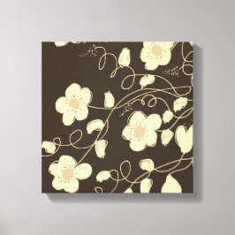 Impressão Em Tela Castanho Escuro E Creme