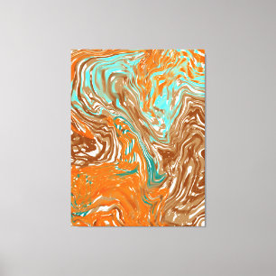 Impressão Em Tela Castanho, Laranja, Abstrato de Cores de Boho