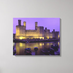 Impressão Em Tela Castelo de Caernarfon, à Noite, Gwynedd, País de G