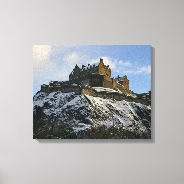 Impressão Em Tela Castelo de Edimburgo coberto em neve (Frente)