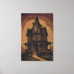 Impressão Em Tela Castelo de Halloween Mansão Assombrada Assustadora
