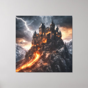 Impressão Em Tela Castelo de Lava da Montanha do Lightning Medieval