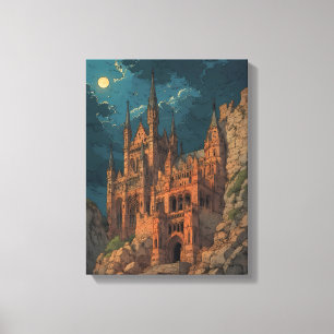 Impressão Em Tela Castelo Gótico numa Arte de Muro Cliff