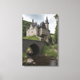 Impressão Em Tela Castelo Medieval junto a um riacho