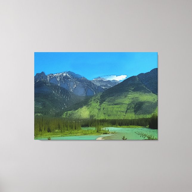 Impressão Em Tela Castle Mountain and Arco River, Banff Alberta (Frente)