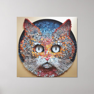 Impressão Em Tela Cat Art Feita Inteiramente de Círculos