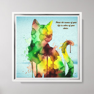 Impressão Em Tela Cat Brushaft Watercolor Wall Art - "Pinte o C