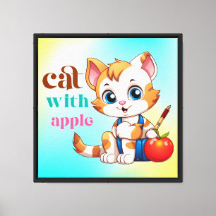 Impressão Em Tela Cat Com Apple-85242