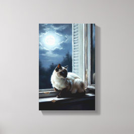 Impressão Em Tela Cat in the Moonlight