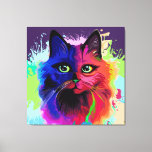 Impressão Em Tela Cat Trippy Psychedelic Pop Art<br><div class="desc">Retrato de Pop de Arte Psicodélica em Tintas Coloridas. Ilustração vetorial originalCopyright BluedarkArt The ChameleonArt.</div>