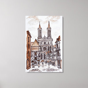 Impressão Em Tela Catedral & Casas Normandas Quimper, França