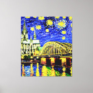Impressão Em Tela Catedral de Starry Night Cologne Alemanha