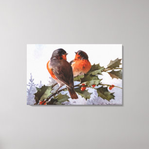 Impressão Em Tela Catherine Klein: Robins no azevinho