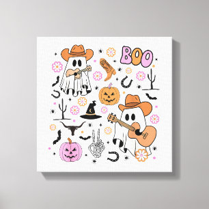 Impressão Em Tela Caubói Fantasma Assustador Bonito Boo Halloween Oc