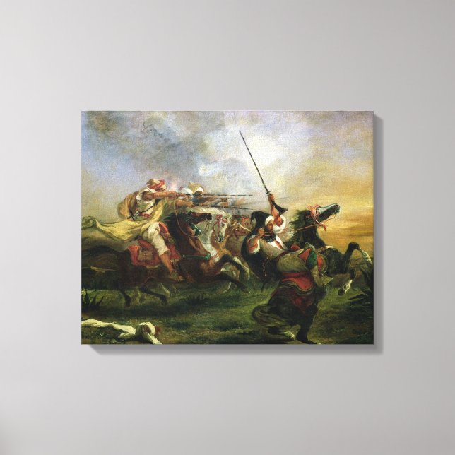 Impressão Em Tela Cavaleiros marroquinos em ação militar, 1832 (Frente)
