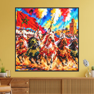 Impressão Em Tela Cavaleiros Marroquinos Expressionistas Abstratos e